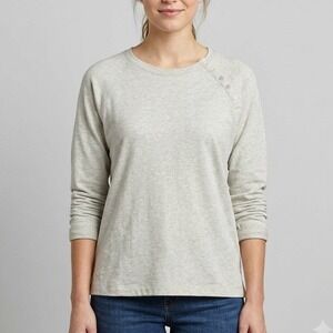 Orvis Womens Sage Green Cotton Shoulder Button Raglan Long Sleeve Top Size M